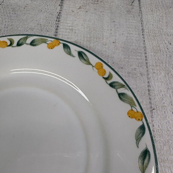 Julie Pople Avon COUNTRY FRUIT COLLECTION Porcelain Lemon Rim Saucers Set of 7 - Picture 15 of 16